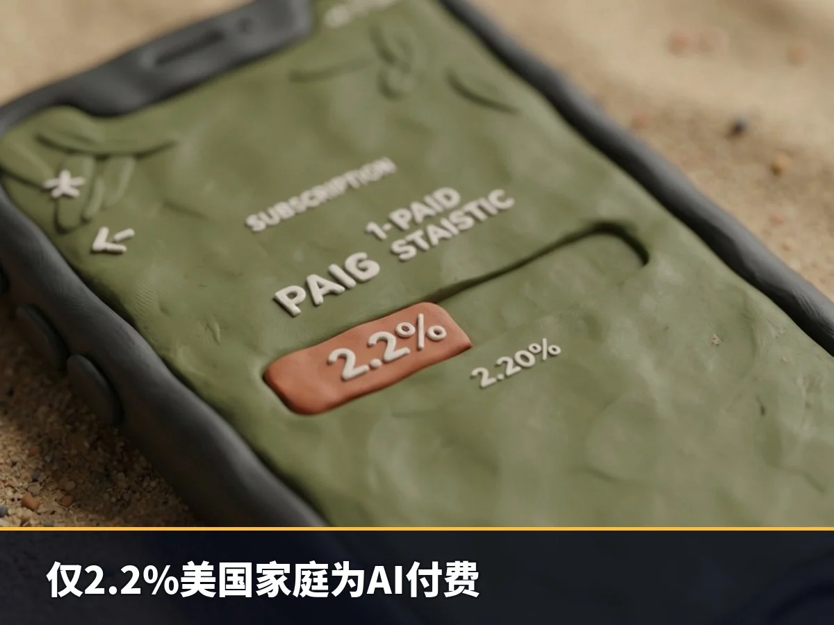 仅2.2%美国家庭为AI付费