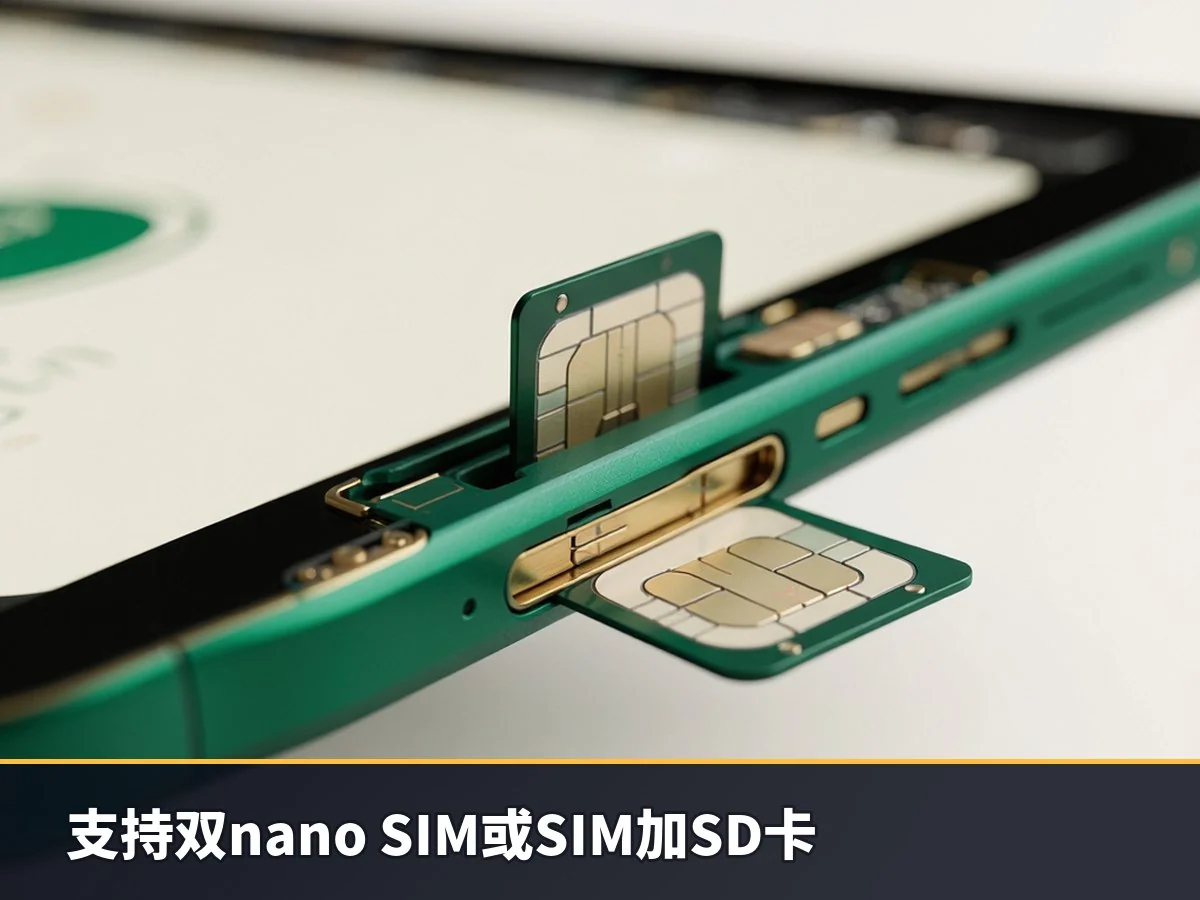 支持双nano SIM或SIM加SD卡
