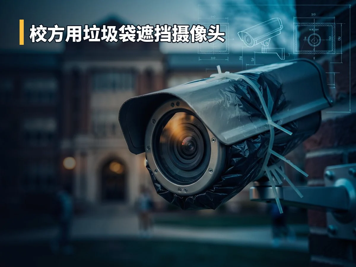 校方用垃圾袋遮挡摄像头